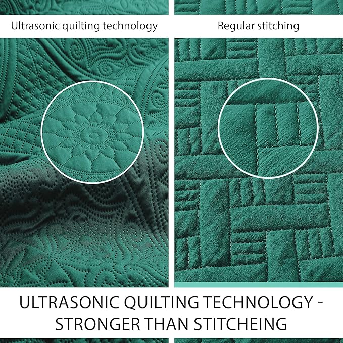 IR Imperial Rooms 10 Pack Twin Quilt Bedding Set (68" x 86") - Bulk Wholesale for Hotels, Guest Bedroom & Airbnbs - Lightweight Microfiber Reversible Floral Embossed Quilts Bedspreads (Emerald)
