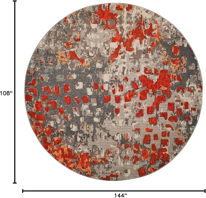 SAFAVIEH Monaco Collection 9' x 12' GreyFuchsia MNC225R Boho Chic Abstract Watercolor Non-Shedding Living Room Bedroom Dining Home Office Area Rug