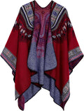 Women's Vintage Pattern Open Front Poncho Cape Shawl Winter Shawl Wraps