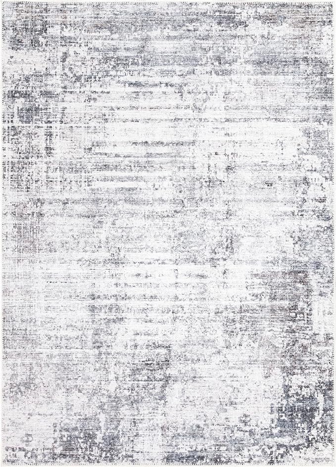 Bloom Rugs Washable Non-Slip 8' x 10' Rug - Gray/Charcoal/Blue Modern Abstract Area Rug for Living Room, Bedroom, Dining Room, and Kitchen - Exact Size: 8' x 10'