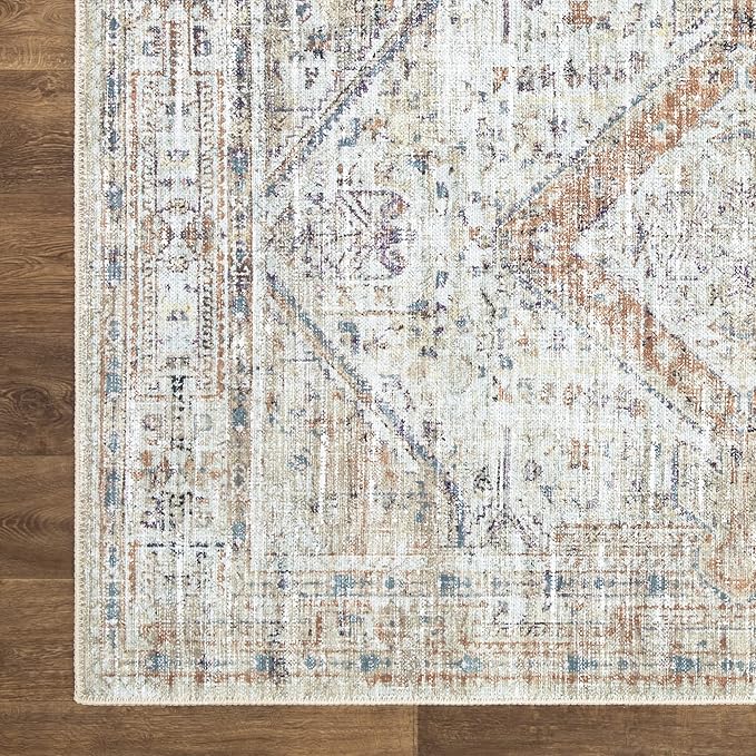 Bloom Rugs Washable Non-Slip 8' x 10' Rug - Peach/Beige Traditional Area Rug for Living Room, Bedroom, Dining Room, and Kitchen - Exact Size: 8' x 10'