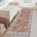 KUTA Runners for Hallways 2x6, Vintage Floral Rug Non-Slip Washable Kitchen Rugs Terracotta Ultra Thin Soft Printed Retro Distressed Flower Carpet Entryway Rugs for Bedroom Laundry Nursery