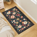 DUKINO 2x4 Rug for Entryway, Washable Kitchen Floral Runner Rug with Non Slip Backing, Low Pile Soft Boho Carpet for Kitchen, Hallway, Entryway, Laundry, Bedroom, Black