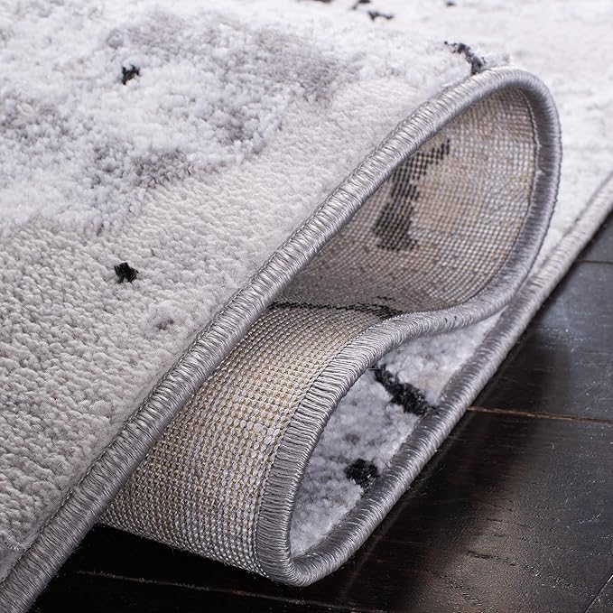 SAFAVIEH Amelia Collection Accent Rug - 4'5" x 6'5", Grey & Black, Modern Abstract Design, Non-Shedding & Easy Care, Ideal for High Traffic Areas in Entryway, Living Room, Bedroom (ALA293K)