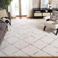 SAFAVIEH Arizona Shag Collection Area Rug - 12' Square, Ivory & Beige, Moroccan Boho Design, Non-Shedding & Easy to Clean, Ideal for Living Room, Bedroom, Dining Space (ASG743A)