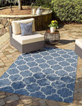 Unique Loom Outdoor Trellis Collection Area Rug (10' x 13' 1" Rectangle, Navy Blue/ Ivory)