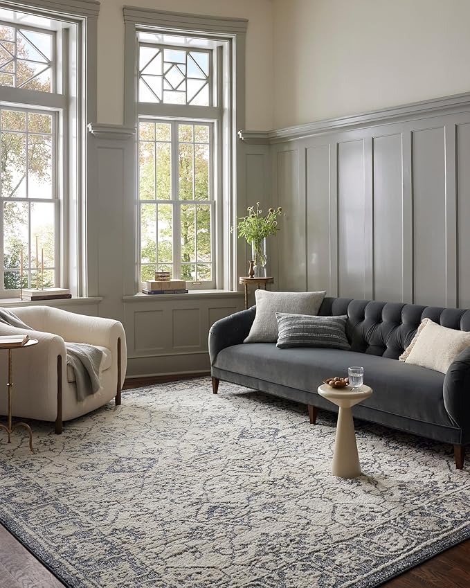 Loloi Magnolia Home by Joanna Gaines Gigi Collection GIG-02 Ivory/Blue 2'-7" x 4' Accent Rug