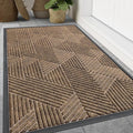 Smiry Front Door Mat Outside Entrance, Heavy Duty Sturdy Natural Rubber Doormat, Trap Dirt and Moisture, Easy Clean Low Profile Mats for Indoor Outdoor Entry, Irregular Triangle (71x24, Brown)