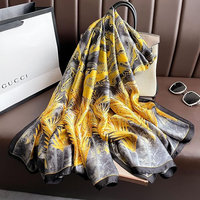 Fashion Scarves Scarf 100% Silk Feeling Scarf Silk Like Scarves Long Lightweight Sunscreen Shawls for Women