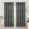 Simplebrand Grey Faux Linen Textured Curtains 63 Inch Length 2 Panels for Bedroom, Semi Sheer Light Filtering Privacy Farmhouse Curtains, Soft Thick Rod Pocket Window Drapes, 40W x 63L Inch