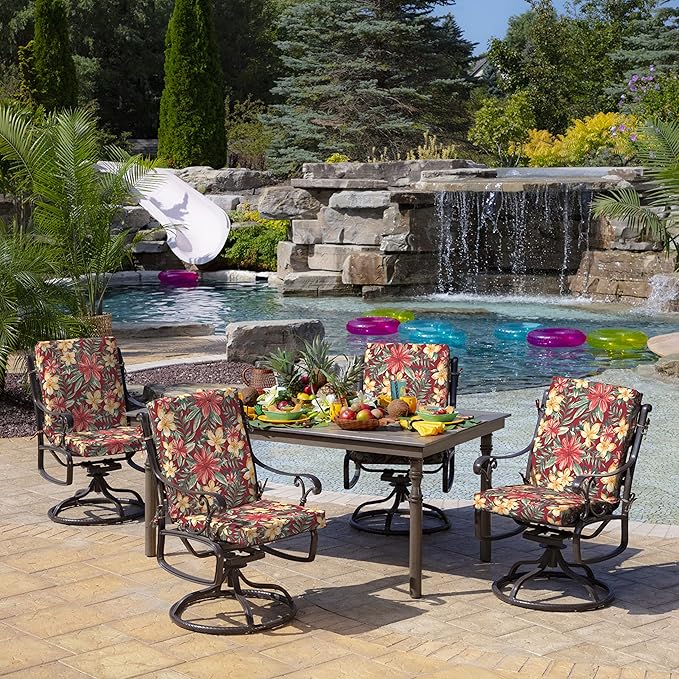 Arden Outdoor Dining Chair Cushion, 20 x 20, Rain-Proof, Fade Resistant, Ruby Clarissa