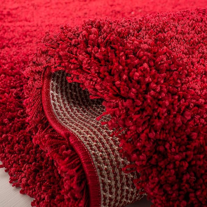 SAFAVIEH Milan Shag Collection Runner Rug - 2' x 14', Red, Solid Design, Non-Shedding & Easy Care, 2-inch Thick Ideal for High Traffic Areas in Living Room, Bedroom (SG180-4040)