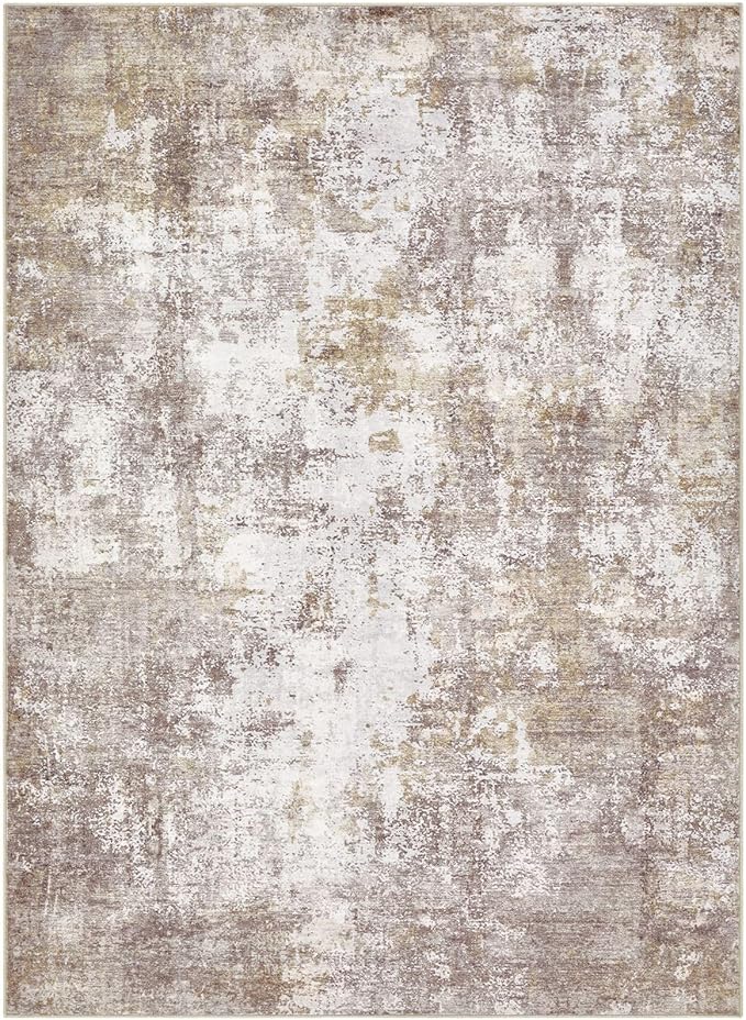 Washable 9X12 Area Rug: Modern Abstract Soft Non-Slip Indoor Rugs Home Decor - Low Pile Stain Resistant Foldable Rug for Living Room Bedroom Dining Room Playroom Office(Golden Brown,9'x12')