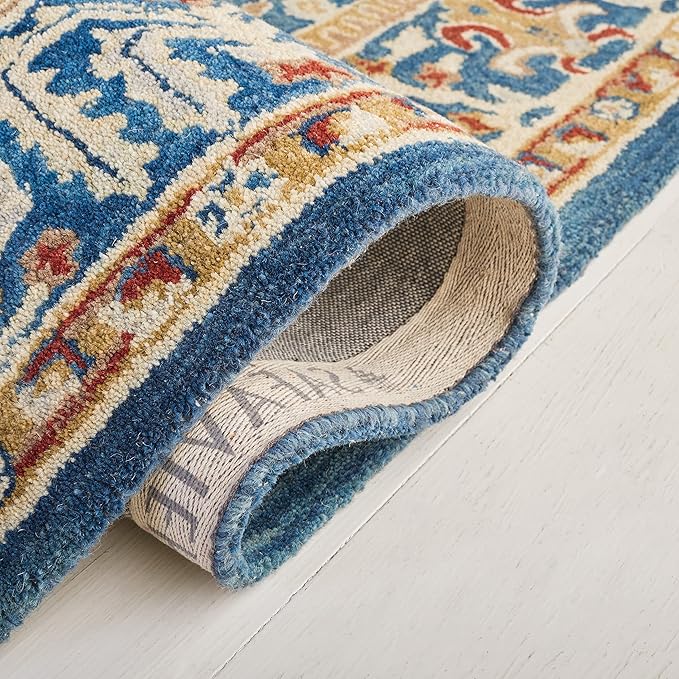 SAFAVIEH Antiquity Collection Accent Rug - 2'3" x 4', Dark Blue & Multi, Handmade Traditional Oriental Wool, Ideal for High Traffic Areas in Entryway, Living Room, Bedroom (AT64B)