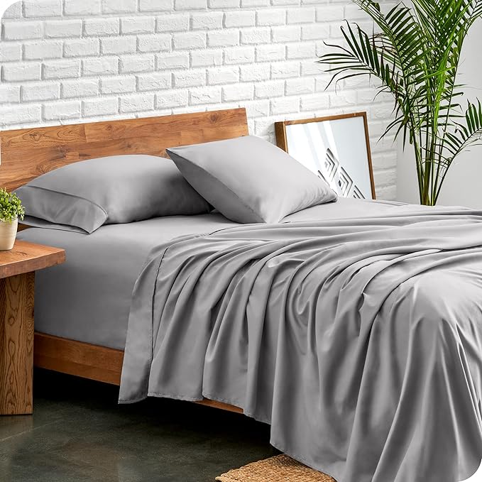 Bare Home Twin Sheet Set - 1800 Ultra-Soft Microfiber Twin Bed Sheets - Double Brushed - Deep Pockets - Easy Fit - Extra Soft - 3 Piece Set - Bedding Sheets & Pillowcases (Twin, Light Grey)