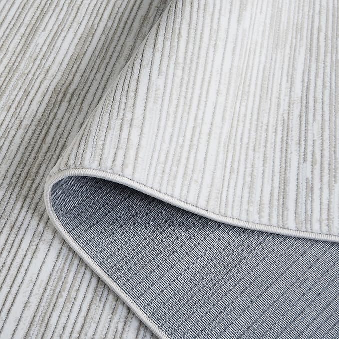 SAFAVIEH Vision Collection Area Rug - 8' Square, Ivory & Grey, Modern Ombre Design, Non-Shedding & Easy to Clean, Ideal for Living Room, Bedroom, Dining Space (VSN606K)