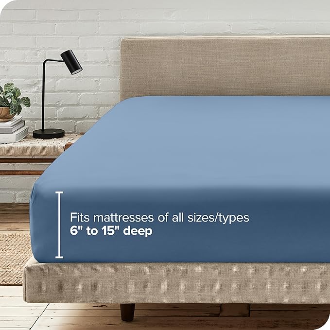 Bare Home Fitted Bottom Sheet Twin XL Size - Premium 1800 Microfiber - Ultra-Soft Hotel Luxury - Deep Pocket - Durable and Long Lasting (Twin XL, Coronet Blue)