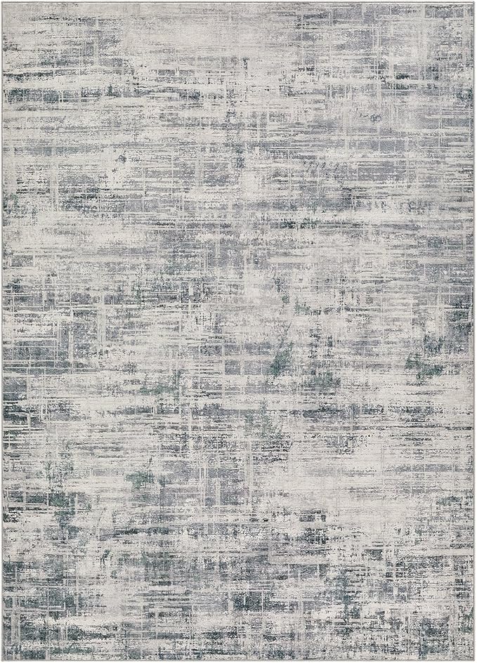 Area Rug for Living Room: 7x9 Washable Neutral Abstract Modern Soft Rugs Non Slip Indoor Floor Stain Resistant Large Carpet for Bedroom Dining Room Office Nursery - Gray