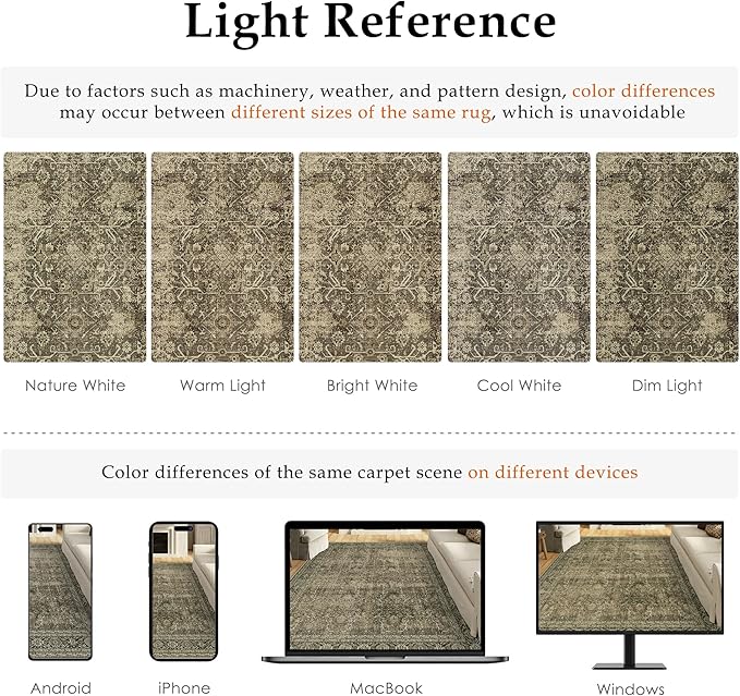 Light Brown Area Rug 6x9 Vintage Washable Indoor Door Mat Living Room Carpet Tribal Distressed Retro Accent Throw Rug for Office Dining Room Bathroom Faux Wool