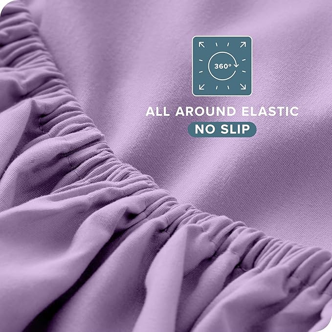 Bare Home Split Head Flex King Sheet Set - 1800 Ultra-Soft Microfiber Bed Sheets - Double Brushed - Deep Pockets - Easy Fit - 4 Piece Set - FlexTop King Bedding Sheets (Split Head Flex King, Lavender)