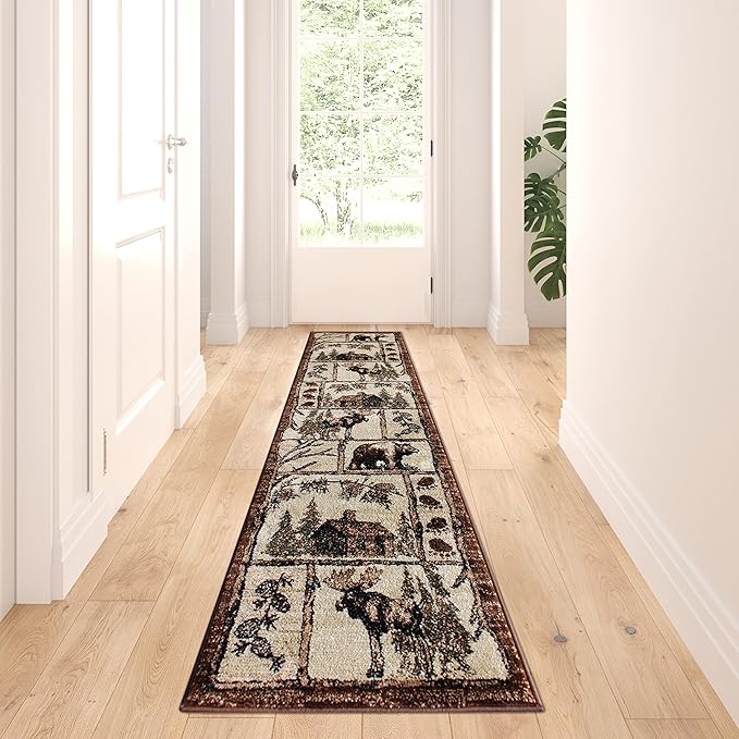 Cabin Style Area Rug Runner 2 Feet 2 Inch X 7 Feet 2 Inch Design L-362