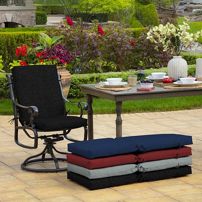 Arden Outdoor Dining Chair Cushion, 2 Pack, 20 x 20, Rain-Proof, Fade Resistant, Black Leala