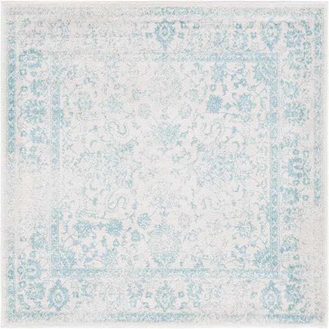 SAFAVIEH Adirondack Collection Area Rug - 10' Square, Ivory & Light Blue, Distressed Design, Non-Shedding & Easy to Clean, Ideal for Living Room, Bedroom, Dining Space (ADR109L)