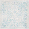 SAFAVIEH Adirondack Collection Area Rug - 4' Square, Ivory & Light Blue, Distressed Vintage Floral Design, Non-Shedding & Easy to Clean, Ideal for Living Room, Bedroom, Dining Space (ADR109L)