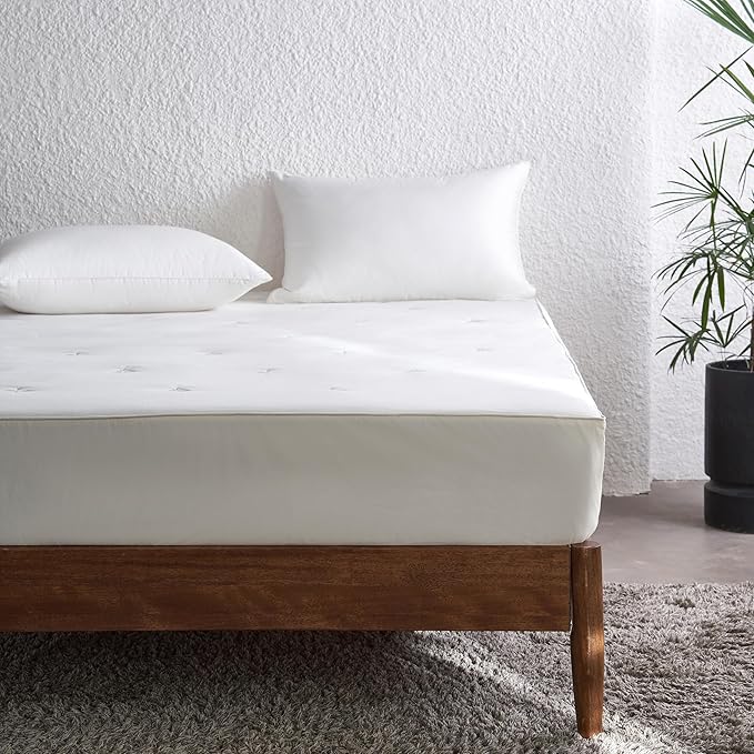 Simple&Opulence Cooling Quilted Mattress Pad – Fitted Sheet Mattress Protector Cover with Elastic Corners, Soft & Breathable, 16 Inch Deep Pocket (Cream Khaki,Queen)