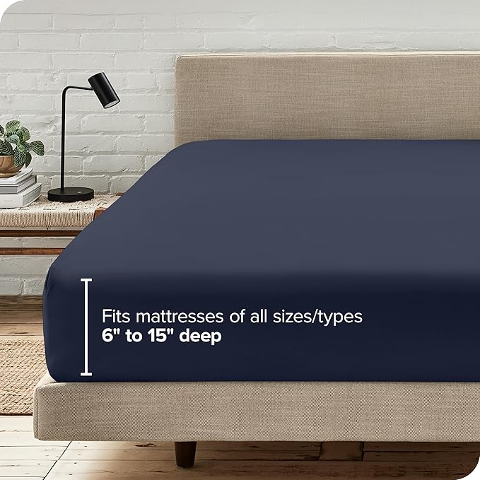 Bare Home Fitted Bottom Sheet King Size - Premium 1800 Microfiber - Ultra-Soft Hotel Luxury - Deep Pocket - Durable and Long Lasting - Fitted Sheet (King, Midnight Blue)