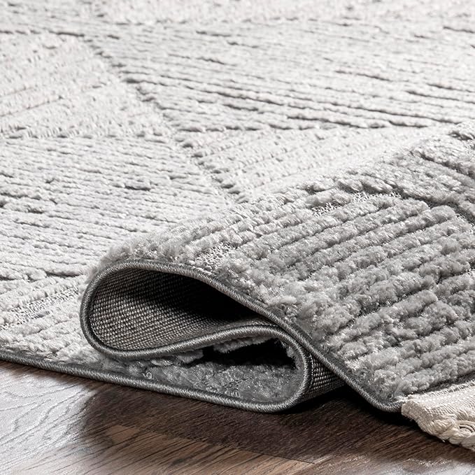 nuLOOM Kerry Light Grey, 2' x 3', Geometric, Soft and Cozy, High Traffic, Stain Resistant, Easy Clean, Durable Area Rug for Bedroom, Living Room, Dining Space, Den, Foyer, Entryway