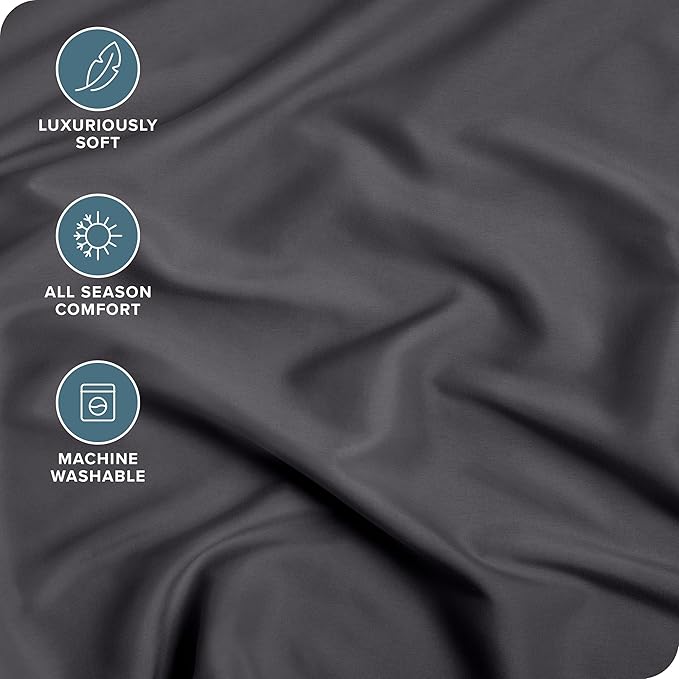 Bare Home Fitted Bottom Sheet Short Queen Size - Premium 1800 Microfiber - Ultra-Soft Hotel Luxury - Deep Pocket - Durable and Long Lasting - Fitted Sheet (Short Queen, Forged Iron Grey)