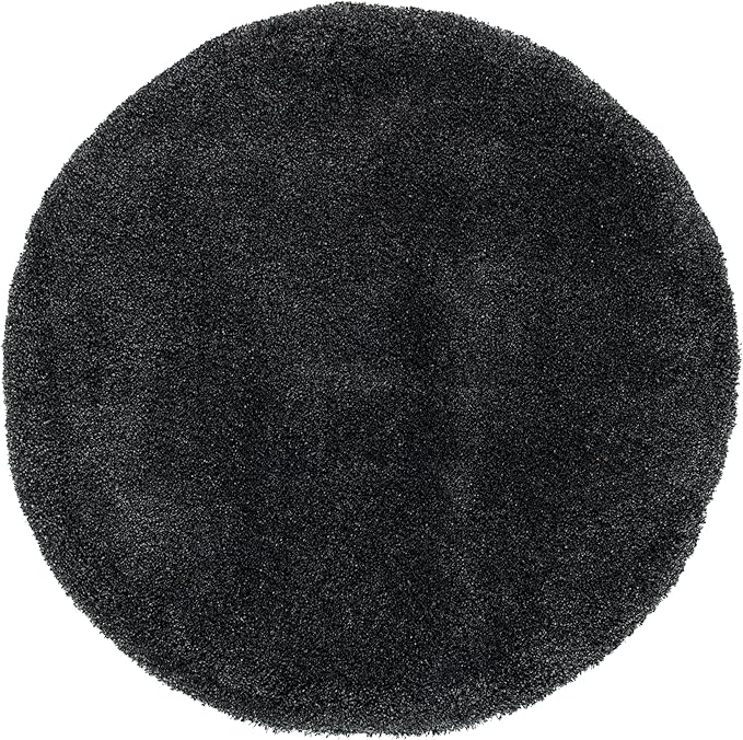 SAFAVIEH Milan Shag Collection 5'1" Round Dark Grey SG180 Solid Non-Shedding Living Room Bedroom Dining Room Entryway Plush 2-inch Thick Area Rug