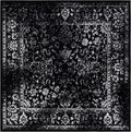 SAFAVIEH Adirondack Collection Area Rug - 8' Square, Black & Ivory, Distressed Vintage Floral Design, Non-Shedding & Easy to Clean, Ideal for Living Room, Bedroom, Dining (ADR109Z)