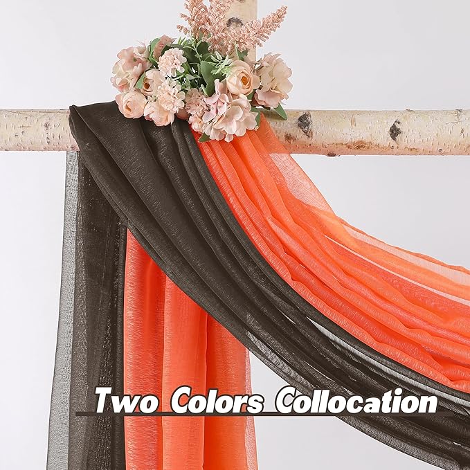 DONREN Luxury Soft Sheer Curtains Scarf for Windows - Semi Voile Window Scarf Valance,52 Inches Wide by 144 Inches Long (1 Panel,Chocolate Brown)
