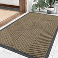 Smiry Front Door Mat Outside Entrance, Heavy Duty Sturdy Natural Rubber Doormat, Trap Dirt and Moisture, Easy Clean Low Profile Mats for Indoor Outdoor Entry, Irregular Triangle (36x24, Camel)