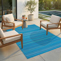 FH Home Outdoor Rug - Waterproof, Fade Resistant, Reversible - Premium Recycled Plastic - Striped - Porch, Deck, Balcony, Mudroom, Laundry Room, Patio - Havana - Turquoise Crease Free - 3 x 5 ft