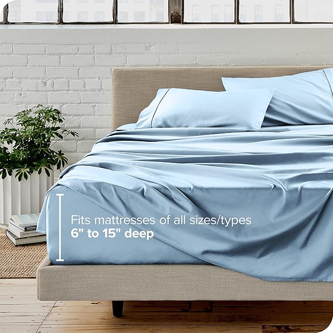 Bare Home Split King Sheet Set - 1800 Ultra-Soft Microfiber Bed Sheets - Double Brushed - Deep Pockets - Easy Fit - 5 Piece Set - Bed Sheets & Pillowcases (Split King, Light Blue)