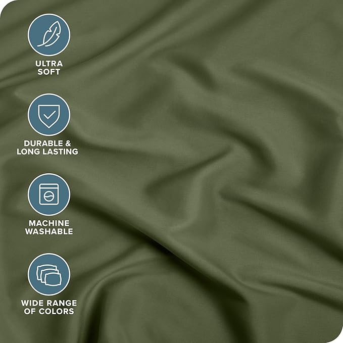 Bare Home 2-Pack Fitted Bottom Sheets Short Queen - Premium 1800 Ultra-Soft Wrinkle Resistant Microfiber - Deep Pocket (Short Queen, Cypress)