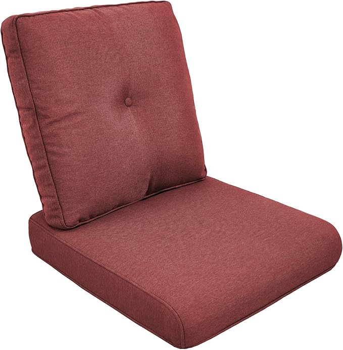 Outdoor Chair Cushions - 22" x 25" x 4" Patio Furniture Cushions with Water Resistant & Removable Cover, 28D High Density Sponge Patio Cushion for Outdoor Furniture Couch Rocker Chair, Red