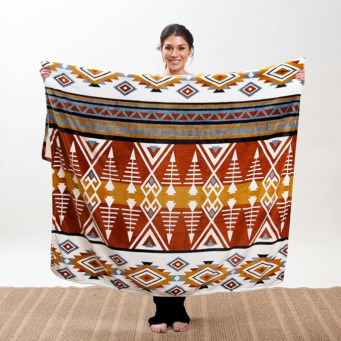 CARSTENS, INC. Ultra Premium Super Soft Plush Sherpa Fleece Oversized Throw Blanket 54" x 68", Arrowhead Earth