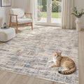Area Rug for Living Room: 6x9 Washable Neutral Abstract Modern Soft Rugs Non Slip Indoor Floor Stain Resistant Large Carpet for Bedroom Dining Room Office Nursery - Brown
