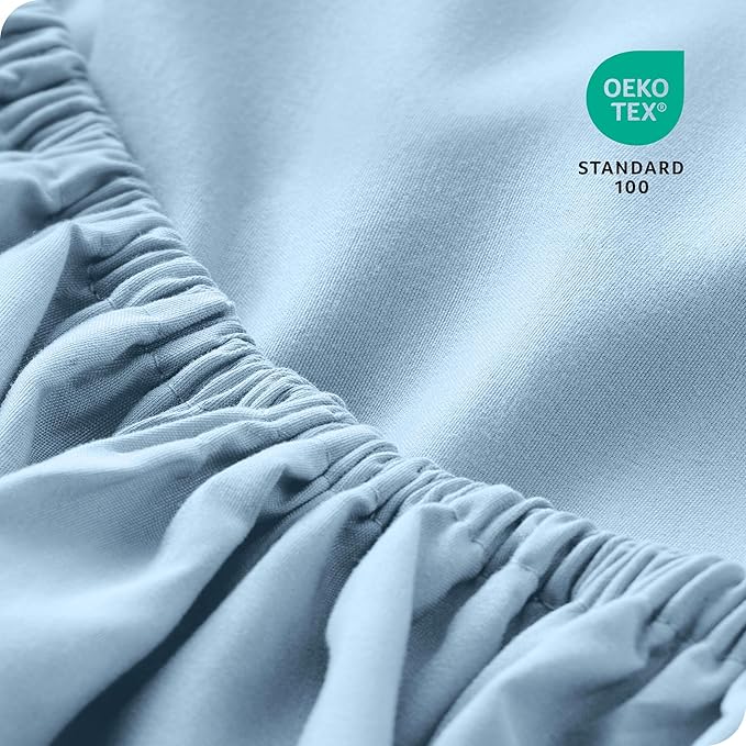 Bare Home 2-Pack Fitted Bottom Sheets Full - Premium 1800 Ultra-Soft Wrinkle Resistant Microfiber - Deep Pocket (Full, Light Blue)