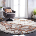 SAFAVIEH Horizon Shag Collection Area Rug - 6'7" Round, Grey & Rust, Modern Abstract Design, Non-Shedding & Easy Care, 2-inch Thick Ideal for High Traffic Areas in Living Room, Bedroom (HZN890P)