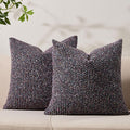 Decorative Couch Throw Pillow Covers 20x20 Set of 2 Purple Striped Soft Wool Pillow Covers Neutral Textured Boho Cushion Covers for Modern Farmhouse Sofa Bedroom Living Room Decor SY012-E20