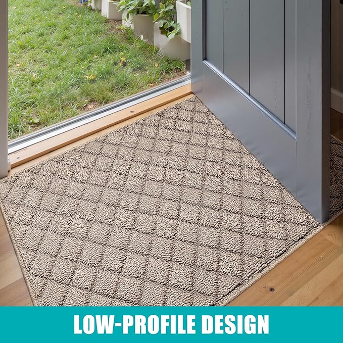 Azadx 4'x6' Front Entryway Door Mat Non Slip Indoor Door mats Washable Entry Mats Welcome Doormat Dirt Trapper for House Entry Low Profile Doormat Indoor Entrance Mat