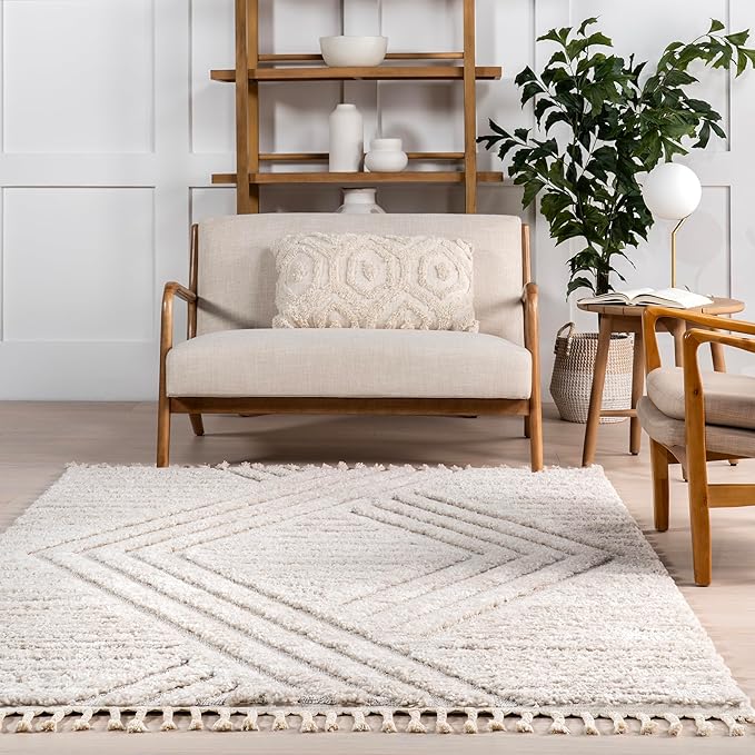 nuLOOM Risette Beige, 10' x 14', Geometric, Soft and Textured, High Traffic, Stain Resistant, Easy Clean, Durable Area Rug for Bedroom, Living Room, Dining Space, Den, Foyer, Entryway