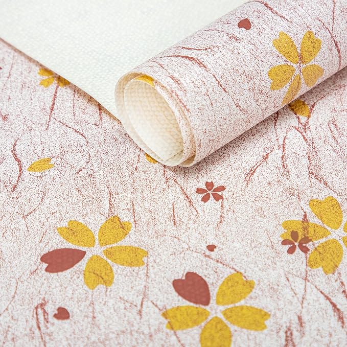 RAY STAR 12X120 Inch Shelf Liner for Kitchen Cabinets, Non-Adhesive Cabinet Liner Washable, PVC Drawer Liner for Dresser Non-Slip Bathroom (Yellow-Floral)(3 Roll)