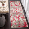 SAFAVIEH Monaco Collection Runner Rug - 2'2" x 6', Grey & Fuchsia, Boho Chic Abstract Watercolor Design, Non-Shedding & Easy Care, Ideal for High Traffic Areas in Living Room, Bedroom (MNC225R)