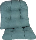 Klear Vu Gripper Overstuffed Universal Non-Slip Dining Chair Cushions for Kitchen Decor or Office Use, U-Shaped Skid-Proof Seat Pad, 17x17 Inches, 2 Count (Pack of 1), Linear Marine Blue